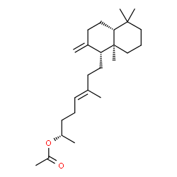ChemSpider 2D Image | (2S,5E)-6-Methyl-8-[(1R,4aR,8aR)-5,5,8a-trimethyl-2-methylenedecahydro-1-naphthalenyl]-5-octen-2-yl acetate | C25H42O2