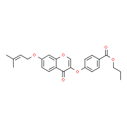 ChemSpider 2D Image | Propyl 4-({7-[(3-methyl-2-buten-1-yl)oxy]-4-oxo-4H-chromen-3-yl}oxy)benzoate | C24H24O6