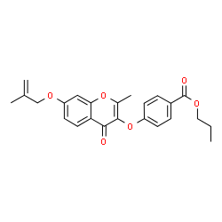 ChemSpider 2D Image | Propyl 4-({2-methyl-7-[(2-methyl-2-propen-1-yl)oxy]-4-oxo-4H-chromen-3-yl}oxy)benzoate | C24H24O6