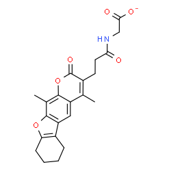 ChemSpider 2D Image | {[3-(4,11-Dimethyl-2-oxo-6,7,8,9-tetrahydro-2H-[1]benzofuro[3,2-g]chromen-3-yl)propanoyl]amino}acetate | C22H22NO6