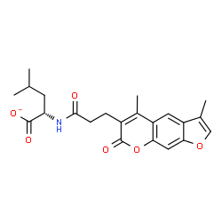 ChemSpider 2D Image | (2S)-2-{[3-(3,5-Dimethyl-7-oxo-7H-furo[3,2-g]chromen-6-yl)propanoyl]amino}-4-methylpentanoate | C22H24NO6