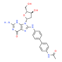 ChemSpider 2D Image | 8-[(4'-Acetamido-4-biphenylyl)amino]-2'-deoxyguanosine | C24H25N7O5