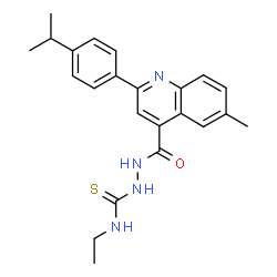 ChemSpider 2D Image | N-Ethyl-2-{[2-(4-isopropylphenyl)-6-methyl-4-quinolinyl]carbonyl}hydrazinecarbothioamide | C23H26N4OS