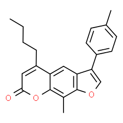ChemSpider 2D Image | 5-Butyl-9-methyl-3-(4-methylphenyl)-7H-furo[3,2-g]chromen-7-one | C23H22O3