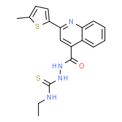 ChemSpider 2D Image | N-Ethyl-2-{[2-(5-methyl-2-thienyl)-4-quinolinyl]carbonyl}hydrazinecarbothioamide | C18H18N4OS2