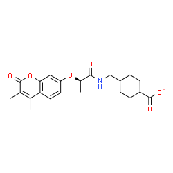 ChemSpider 2D Image | 4-[({(2R)-2-[(3,4-Dimethyl-2-oxo-2H-chromen-7-yl)oxy]propanoyl}amino)methyl]cyclohexanecarboxylate | C22H26NO6