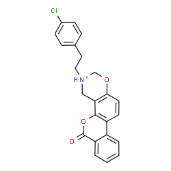 ChemSpider 2D Image | 3-[2-(4-Chlorophenyl)ethyl]-6-oxo-3,4-dihydro-2H,6H-benzo[3,4]chromeno[8,7-e][1,3]oxazin-3-ium | C23H19ClNO3