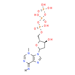 ChemSpider 2D Image | (6Z)-9-[2-Deoxy-5-O-(hydroxy{[hydroxy(phosphonooxy)phosphoryl]oxy}phosphoryl)-D-erythro-pentofuranosyl]-3-methyl-3,9-dihydro-6H-purin-6-imine | C11H18N5O12P3