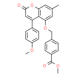 ChemSpider 2D Image | Methyl 4-({[4-(4-methoxyphenyl)-7-methyl-2-oxo-2H-chromen-5-yl]oxy}methyl)benzoate | C26H22O6