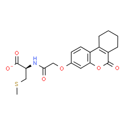 ChemSpider 2D Image | (2R)-3-(Methylsulfanyl)-2-({[(6-oxo-7,8,9,10-tetrahydro-6H-benzo[c]chromen-3-yl)oxy]acetyl}amino)propanoate | C19H20NO6S