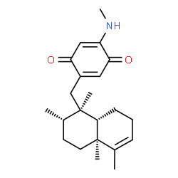 ChemSpider 2D Image | 2-(Methylamino)-5-{[(1R,2S,4aS,8aS)-1,2,4a,5-tetramethyl-1,2,3,4,4a,7,8,8a-octahydro-1-naphthalenyl]methyl}-1,4-benzoquinone | C22H31NO2