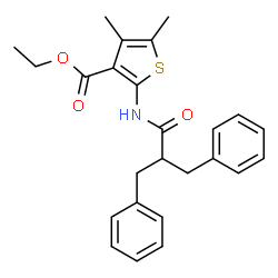 ChemSpider 2D Image | Ethyl 2-[(2-benzyl-3-phenylpropanoyl)amino]-4,5-dimethyl-3-thiophenecarboxylate | C25H27NO3S