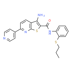 ChemSpider 2D Image | 3-Amino-N-[2-(propylsulfanyl)phenyl]-6-(4-pyridinyl)thieno[2,3-b]pyridine-2-carboxamide | C22H20N4OS2