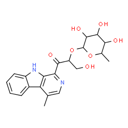 ChemSpider 2D Image | 3-Hydroxy-1-(4-methyl-9H-beta-carbolin-1-yl)-1-oxo-2-propanyl 6-deoxyhexopyranoside | C21H24N2O7