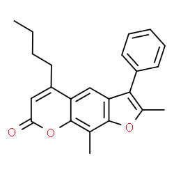 ChemSpider 2D Image | 5-Butyl-2,9-dimethyl-3-phenyl-7H-furo[3,2-g]chromen-7-one | C23H22O3