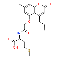 ChemSpider 2D Image | N-{[(7-Methyl-2-oxo-4-propyl-2H-chromen-5-yl)oxy]acetyl}-L-methionine | C20H25NO6S