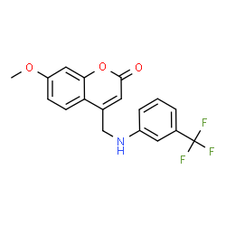 ChemSpider 2D Image | 7-Methoxy-4-({[3-(trifluoromethyl)phenyl]amino}methyl)-2H-chromen-2-one | C18H14F3NO3
