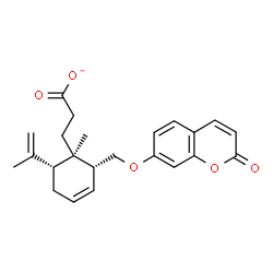 ChemSpider 2D Image | 3-[(1R,2R,6R)-6-Isopropenyl-1-methyl-2-{[(2-oxo-2H-chromen-7-yl)oxy]methyl}-3-cyclohexen-1-yl]propanoate | C23H25O5