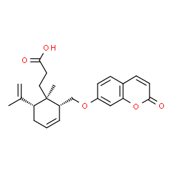 ChemSpider 2D Image | 3-[(1R,2R,6R)-6-Isopropenyl-1-methyl-2-{[(2-oxo-2H-chromen-7-yl)oxy]methyl}-3-cyclohexen-1-yl]propanoic acid | C23H26O5