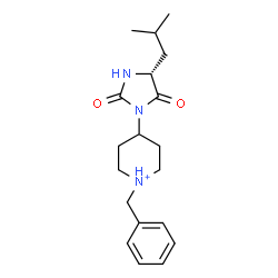 ChemSpider 2D Image | 1-Benzyl-4-[(4R)-4-isobutyl-2,5-dioxo-1-imidazolidinyl]piperidinium | C19H28N3O2