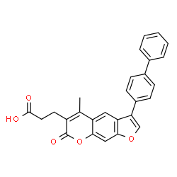ChemSpider 2D Image | 3-[3-(4-Biphenylyl)-5-methyl-7-oxo-7H-furo[3,2-g]chromen-6-yl]propanoic acid | C27H20O5