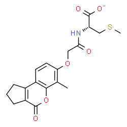 ChemSpider 2D Image | (2R)-2-({[(6-Methyl-4-oxo-1,2,3,4-tetrahydrocyclopenta[c]chromen-7-yl)oxy]acetyl}amino)-3-(methylsulfanyl)propanoate | C19H20NO6S