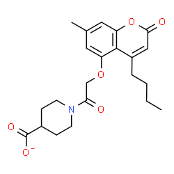 ChemSpider 2D Image | 1-{[(4-Butyl-7-methyl-2-oxo-2H-chromen-5-yl)oxy]acetyl}-4-piperidinecarboxylate | C22H26NO6