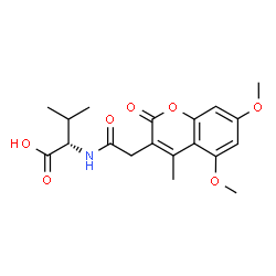 ChemSpider 2D Image | N-[(5,7-Dimethoxy-4-methyl-2-oxo-2H-chromen-3-yl)acetyl]-L-valine | C19H23NO7