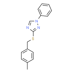 ChemSpider 2D Image | 3-[(4-Methylbenzyl)sulfanyl]-1-phenyl-1H-1,2,4-triazole | C16H15N3S