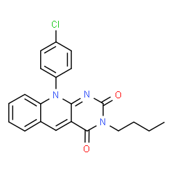 ChemSpider 2D Image | 3-Butyl-10-(4-chloro-phenyl)-10H-pyrimido[4,5-b]quinoline-2,4-dione | C21H18ClN3O2