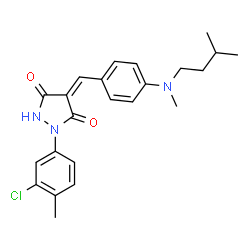ChemSpider 2D Image | (4Z)-1-(3-Chloro-4-methylphenyl)-4-{4-[methyl(3-methylbutyl)amino]benzylidene}-3,5-pyrazolidinedione | C23H26ClN3O2