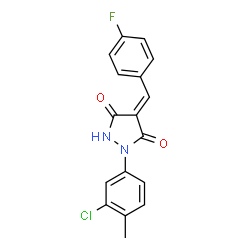 ChemSpider 2D Image | (4E)-1-(3-Chloro-4-methylphenyl)-4-(4-fluorobenzylidene)-3,5-pyrazolidinedione | C17H12ClFN2O2
