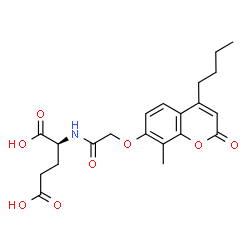 ChemSpider 2D Image | N-{[(4-Butyl-8-methyl-2-oxo-2H-chromen-7-yl)oxy]acetyl}-L-glutamic acid | C21H25NO8