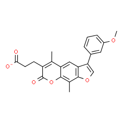 ChemSpider 2D Image | 3-[3-(3-Methoxyphenyl)-5,9-dimethyl-7-oxo-7H-furo[3,2-g]chromen-6-yl]propanoate | C23H19O6