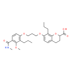 ChemSpider 2D Image | 7-{3-[3-Methoxy-4-(methylcarbamoyl)-2-propylphenoxy]propoxy}-8-propyl-2-chromanecarboxylic acid | C28H37NO7