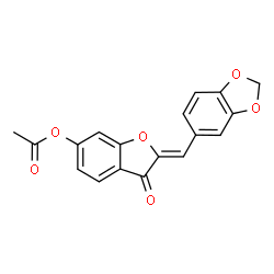 ChemSpider 2D Image | (2Z)-2-(1,3-Benzodioxol-5-ylmethylene)-3-oxo-2,3-dihydro-1-benzofuran-6-yl acetate | C18H12O6