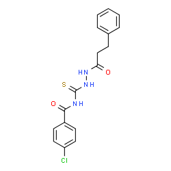ChemSpider 2D Image | 4-chloro-N-{[2-(3-phenylpropanoyl)hydrazino]carbothioyl}benzamide | C17H16ClN3O2S
