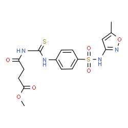 ChemSpider 2D Image | Methyl 4-[({4-[(5-methyl-1,2-oxazol-3-yl)sulfamoyl]phenyl}carbamothioyl)amino]-4-oxobutanoate | C16H18N4O6S2