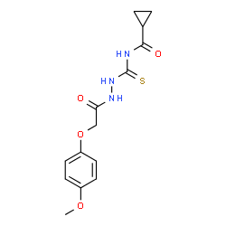 ChemSpider 2D Image | N-{[(CYCLOPROPYLFORMAMIDO)METHANETHIOYL]AMINO}-2-(4-METHOXYPHENOXY)ACETAMIDE | C14H17N3O4S