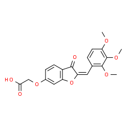ChemSpider 2D Image | {[(2E)-3-Oxo-2-(2,3,4-trimethoxybenzylidene)-2,3-dihydro-1-benzofuran-6-yl]oxy}acetic acid | C20H18O8