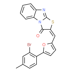 ChemSpider 2D Image | (2E)-2-{[5-(2-Bromo-4-methylphenyl)-2-furyl]methylene}[1,3]thiazolo[3,2-a]benzimidazol-3(2H)-one | C21H13BrN2O2S