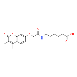 ChemSpider 2D Image | 6-({[(3,4-Dimethyl-2-oxo-2H-chromen-7-yl)oxy]acetyl}amino)hexanoic acid | C19H23NO6