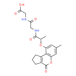 ChemSpider 2D Image | N-{(2S)-2-[(7-Methyl-4-oxo-1,2,3,4-tetrahydrocyclopenta[c]chromen-9-yl)oxy]propanoyl}glycylglycine | C20H22N2O7