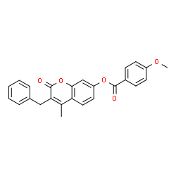 ChemSpider 2D Image | 3-Benzyl-4-methyl-2-oxo-2H-chromen-7-yl 4-methoxybenzoate | C25H20O5