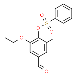 ChemSpider 2D Image | 2-Ethoxy-4-formyl-6-iodophenyl benzenesulfonate | C15H13IO5S