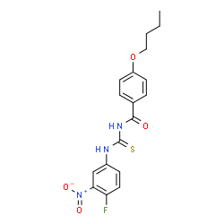 ChemSpider 2D Image | 4-Butoxy-N-[(4-fluoro-3-nitrophenyl)carbamothioyl]benzamide | C18H18FN3O4S
