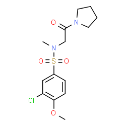 ChemSpider 2D Image | 3-Chloro-4-methoxy-N-methyl-N-[2-oxo-2-(1-pyrrolidinyl)ethyl]benzenesulfonamide | C14H19ClN2O4S