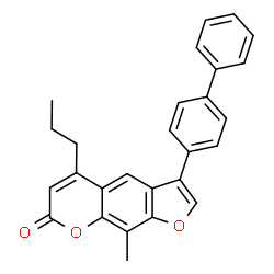 ChemSpider 2D Image | 3-(4-Biphenylyl)-9-methyl-5-propyl-7H-furo[3,2-g]chromen-7-one | C27H22O3