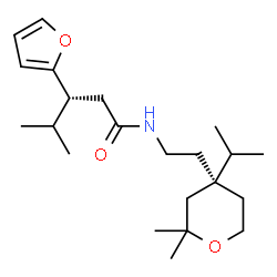 ChemSpider 2D Image | (3R)-3-(2-Furyl)-N-{2-[(4S)-4-isopropyl-2,2-dimethyltetrahydro-2H-pyran-4-yl]ethyl}-4-methylpentanamide | C22H37NO3