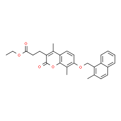 ChemSpider 2D Image | Ethyl 3-{4,8-dimethyl-7-[(2-methyl-1-naphthyl)methoxy]-2-oxo-2H-chromen-3-yl}propanoate | C28H28O5